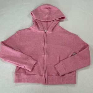 Pink Lily Waffle Knit Zip Up Hoodie Pink Thermal Jacket Small